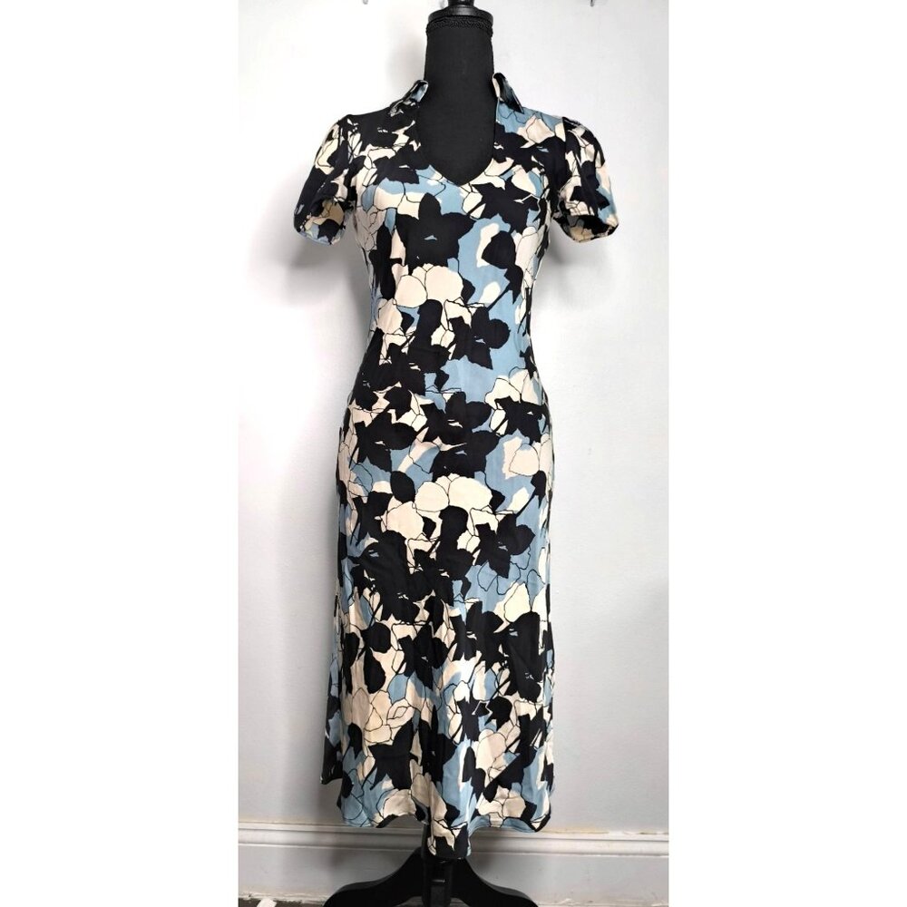 DIANE Von FURSTENBERG DVF Silk Floral Dolman Sleeve Tunic Dress Size 2 Collared